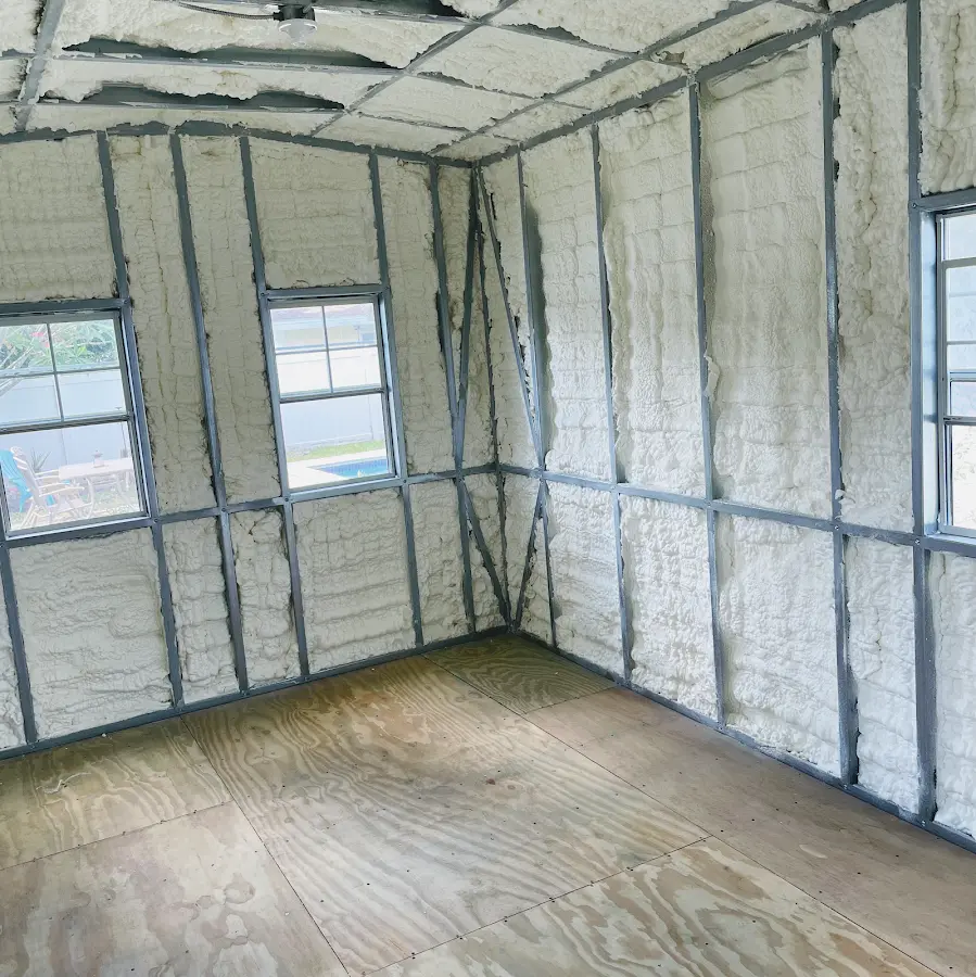 Closed-cell spray foam insulation applied to wall cavities in a residential project in Big Stone Gap